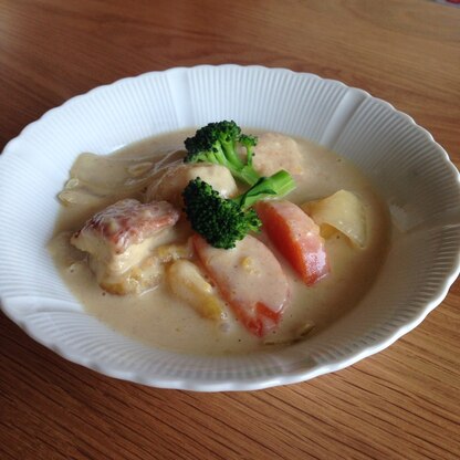 鶏胸肉と野菜の豆乳みそクリーム煮♪